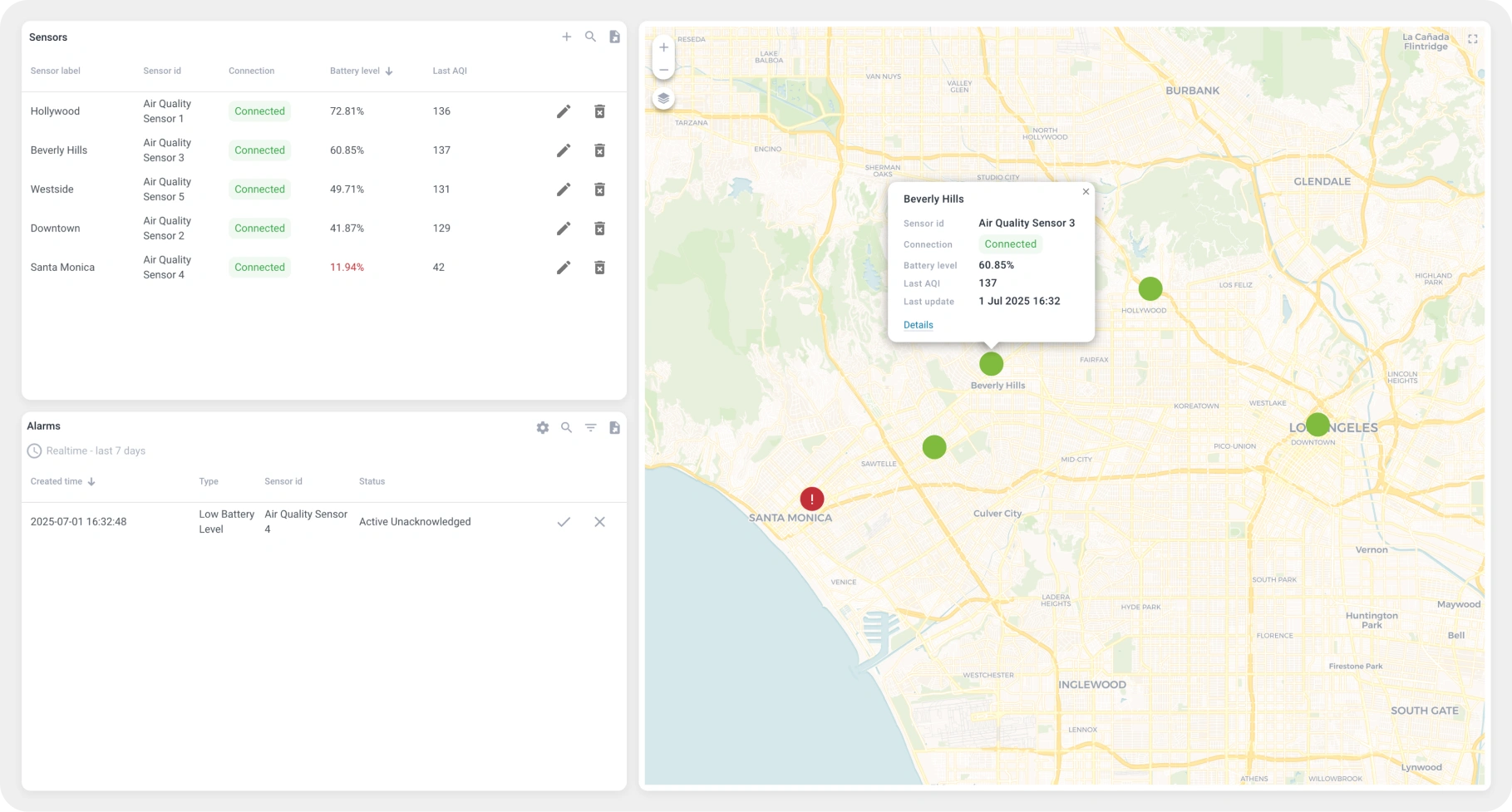 Carte qualité de l'air