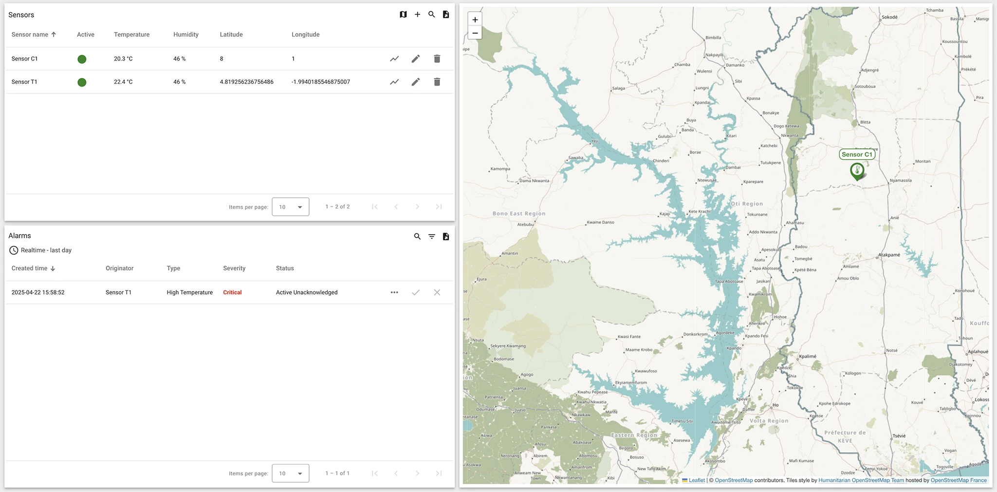 Cartographie de la température de l'air